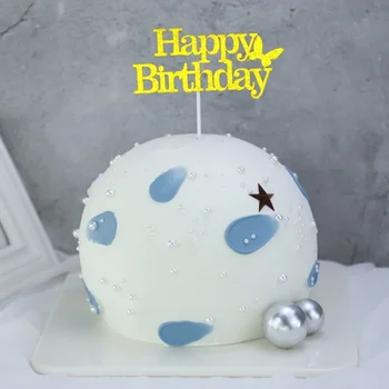 10pcs Happy Birthday Cake Topper Papīrs, Zelts, Sudrabs Cupcake Toppers Bērniem Dzimšanas dienas ballīti Deserts Piegādes Kūka Rotājumi