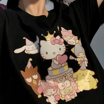Jauno Japānas T-Krekls Kawaii Kuromi Manu Melodiju Cinnamoroll Karikatūra Jaunu Visu Maču Īsām Piedurknēm Drukāts Korejiešu Studentu Zaudēt Dāvanu