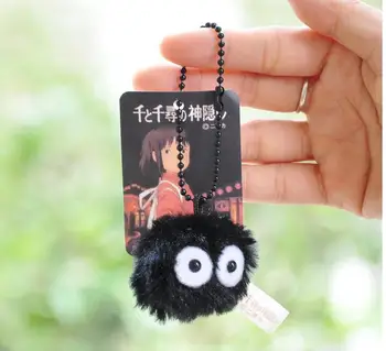 Japānas Black Kokogļu Briketes Plīša Kulons rotaļlietas Lelle Mini Gudrs Atvāžamais Keychain 4cm WJ04