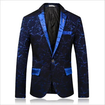 Ir 2021. Jaunu Vīriešu Zibens Iespiesti Gadījuma Uzvalks jaka Jauniešu Modes Vienu Pogu Rakstu Uzvalks jaka