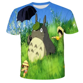 Jauno 3D Multfilmu Totoro Bērnu T krekls Zēns/Meitene Jauns Drukāšanas Pavasarī Topi 4-14 Vecuma Bērnu Apģērbu Karikatūra Kaķis Drukāt Long Sleeve Tee