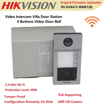 Hikvision Video Domofons Durvju Zvanu DS-KV8413-WME1(B) Bezvadu tīkla Kartes Lasīt PoE Power Villa Āra Tālrunis Station 3 Rādītāji
