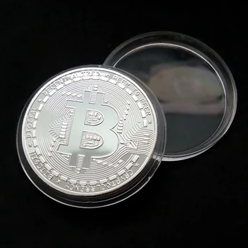 BTC Bitcoin Zelta, Sudraba Fizisko Bitu Monēta ar Displeja apvalks Box Mājas Biroja Telpas Rotājumu kolekciju Dāvanu Komplekts
