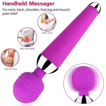 Spēcīgu Klitora Vibratori USB Papildināt Burvju Nūjiņu AV Dildo Massager Seksuālo Wellness Erotiska Seksa Rotaļlietas Sievietēm Pieaugušo zāles